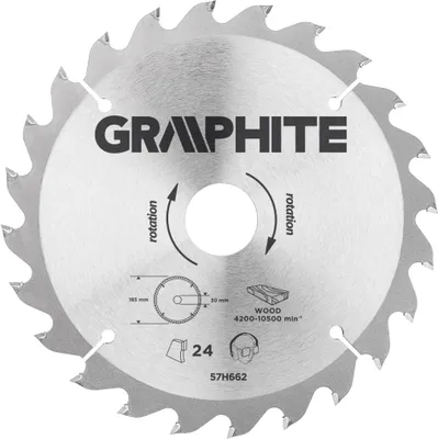 Obrázek produktu pro GRAPHITE Pilový kotouč, widia, 185 x 30 mm, 24 zubů