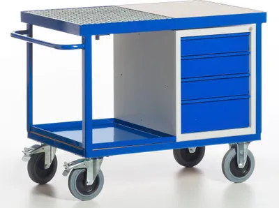Produktbild von Rollcart Umwelt-Werkstattwagen mit Schubladenschrank, Tischwanne und Auffangwanne