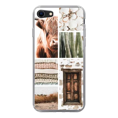 Produktbild von MuchoWow® Handyhülle Schutzhülle Hülle für iPhone SE 2020 Schottischer Highlander - Collage - Kaktus Silikon Softcase Handy Hülle - Kartenbesitzer