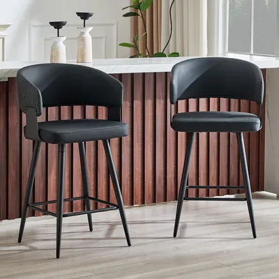 Obrázok produktu pre Jedálenská stolička, čalúnená, s opierkou a podrúčkami, minimalistický štýl, dizajn z polovice 20. storočia (čierna)