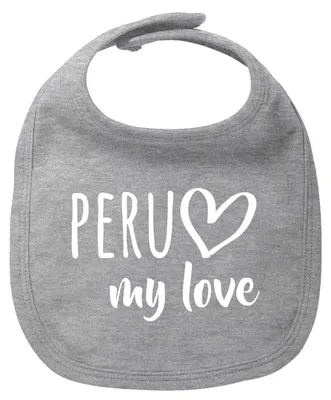 Produktbild von Huuraa Baby Lätzchen Peru my love Heather Grey Klettverschluss  Baumwolle Latz Geschenkidee