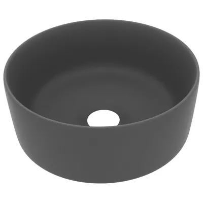 Produktbild von vidaXL s Waschbecken Rund Matt Dunkelgrau 40x15 cm Keramik