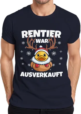 Produktbild von Rentier War t Ente Elch Lustig - Weihnachten Xmas Christmas Herren T-Shirt, Navy, L