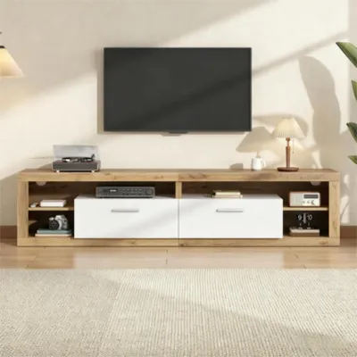 Produktbild von TV-Schrank mit App-gesteuerter LED, 2 Schubladen & 4 offene Fächer, Fernsehschrank, lowboard für 75-Zoll-Fernseher