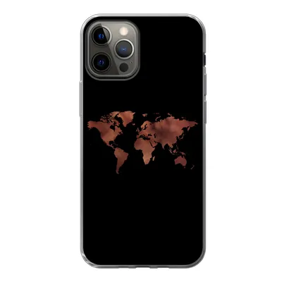 Produktbild von MuchoWow® Handyhülle Schutzhülle Hülle für iPhone 13 Pro Weltkarte - Leder - Schwarz Silikon Softcase Handy Hülle - Handy-Tasche
