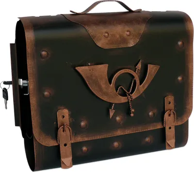 Productafbeelding van Brievenbus, postvak, wandhouder, antieke stijl, nostalgische charme, metalen, decoratie voor buiten, handwerk, vintage, shabby-chic. Kleur: zwart-koper. Uitname: links