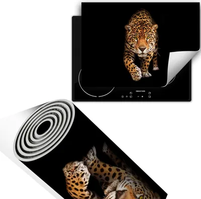 Obrázek produktu pro Kryt na sporák 70 x 52 cm, protiskluzová rohož na sklokeramickou desku, srolovatelná, černá, vzor Panther