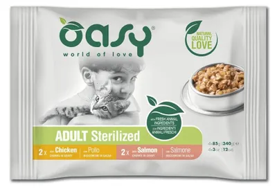 Produktbild von OASY Chunks in gravy Multipack Sterilized selection - nassfutter für Katzen - 4x85g