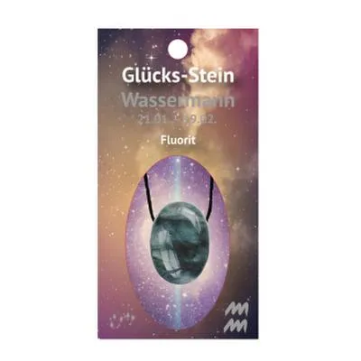 Produktbild von Glücksstein mit Band auf Astrokarte Wassermann/Fluorit