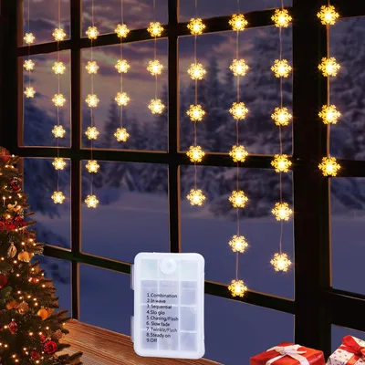 Productafbeelding van Led-kerstverlichting, sneeuwvlokverlichting, 1,35 m, 50 leds, 8 modi
