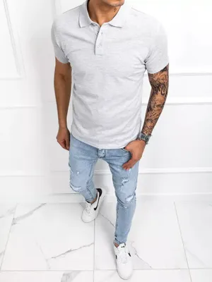 Obrázek produktu pro Dstreet Pánské polo tričko Blaine světle šedá XL