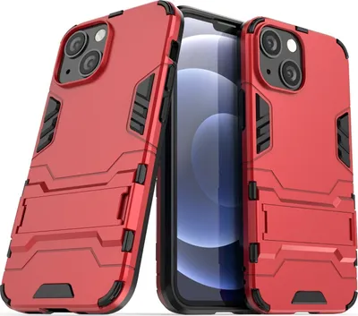 Produktbild von Mobigear Armor Stand iPhone 13 Mini Hülle Hardcase Backcover Stoßfest mit Ständer - Rot