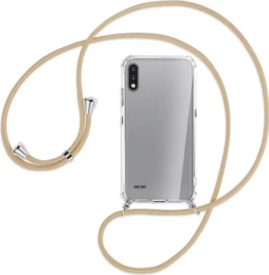 Produktbild von Handykette Backcover-Schutzhülle mit Band (Metall silberfarben) für LG K22 LMK200 - caramel