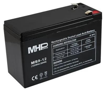 Immagine prodotto di MHPower MS9-12 Batteria AGM al piombo 12V/9Ah, Faston F2 - 6,3mm; MS9-12