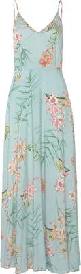 Produktbild von LASCANA Maxikleid Cut-Out am Rücken aus leichter We mit Blumendruck türkis bedruckt Größe 36
