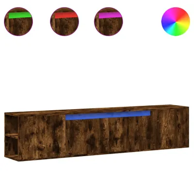 Produktbild von vidaXL TV-Wandschrank mit LED-Beleuchtung Räuchereiche 180x31x39,5 cm