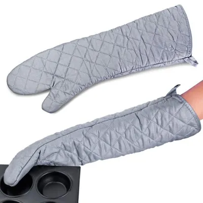 Productafbeelding van Hittebestendige ovenwanten, katoen, 58 cm, zilver