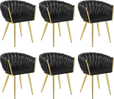 Produktbild von tectake® Set Esszimmerstuhl Astano gepolstert, mit Samtbezug, Knotendesign 60,5 x 55 x 75 cm