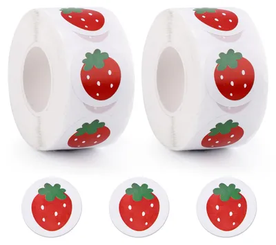 Erdbeeraufkleber, 2 Rollen, 1000 Stück, 2,5 cm, selbstklebend