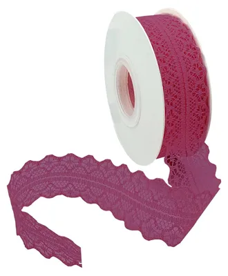 Imagen del producto de Encaje, bordes y cintas para coser, encaje vintage, ancho, 3 cm, cinta, boda, bordes de encaje para proyectos de bricolaje, boda, decoración de mesas, manualidades, cinta para regalos (45 m por rollo, color vino tinto)