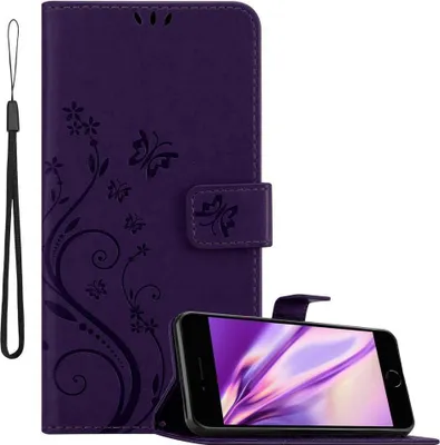 Produktbild von Cadorabo Hülle für Apple iPhone 7 / 7S / 8 / SE 2020 Schutz Hülle in Lila Schutzhülle Handy Hülle Etui Case Blumen