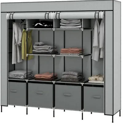 Produktbild von Stoffschrank Kleiderschrank, Kleiderschrank Stoffschrank, Türen, 2 Kleiderstangen, 10 Fächer