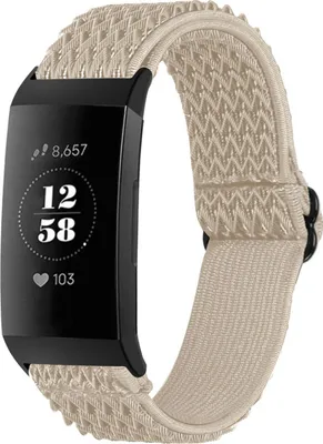 Produktbild von imoshion Elastisches Nylonarmband für das Fitbit Charge 3 / 4 - Beige