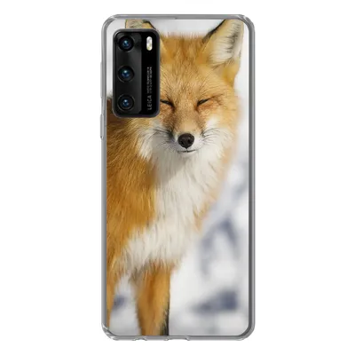 Produktbild von MuchoWow® Handyhülle Schutzhülle Hülle für Huawei P40 Fuchs - Schnee - Rot Silikon Softcase Handy Hülle - Handytasche