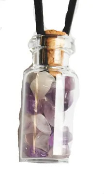Produktbild von Anhänger, Fläschchen mit kleinen Edelsteinen gefüllt, Amethyst