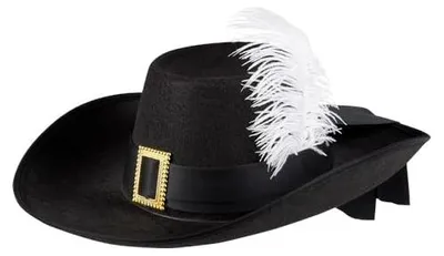 Obrázek produktu pro Boland 01385, Klobouk, Jakékoliv pohlaví, Musketeer, Musketeer André, Feather, Polykarbonát (PC), Polyester, Černá, Bílá
