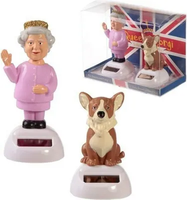 Obrázok produktu pre Solar-Wackelfigur Queen und Corgi