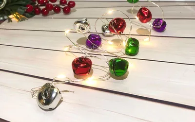 Obrázek produktu pro MagicHome Vánoční zvonkový řetěz, 20x LED bílý, se zvonkem, 2xAA, jedno světlo, osvětlený, D-1,9 m