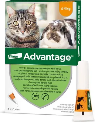 Obrázok produktu pre Advantage 4 × 0,4 ml - spot-on pre malé mačky a králiky