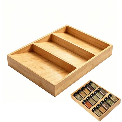 Zdjęcie produktu dla Organizer do szuflady na przyprawy, bambus, 3 poziomy, 5 x 24 x 38 cm