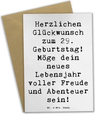 Produktbild von Mr. & Mrs. Panda Grußkarte Spruch 29. Geburtstag Glückwunsch - Weiß - Geschenk, glückwunschkarten, einladungskarten, weihnachtskarten, Alter, Grußkarten, Happy Birthday