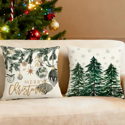 2 Weihnachtskissenbezüge 45x45 cm, Dekokissenhüllen
