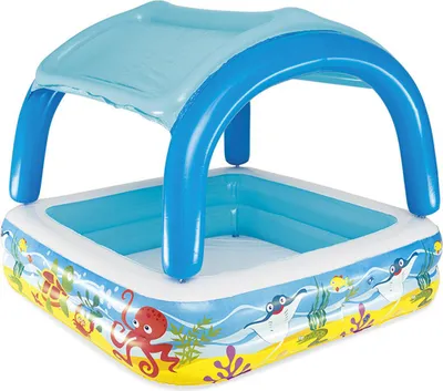 Produktbild von Bestway Aufblasbarer Kinderpool Abnehmbares Dach 140x140x114 cm +2 Jahre Garten 52192