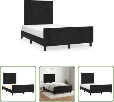 Produktbild von The Living Store Bettgestell mit Kopfteil Schwarz 120x190 cm Samt