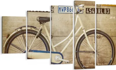 Produktbild von Bild auf Leinwand - Leinwandbild - Fahrrad Mauer Straße - 100x60cm - Wand Bild - Wanddeko - Leinwanddruck - Bilder - Kunstdruck - Wanddekoration - Leinwand bilder - Wandkunst - EG100x60-3764