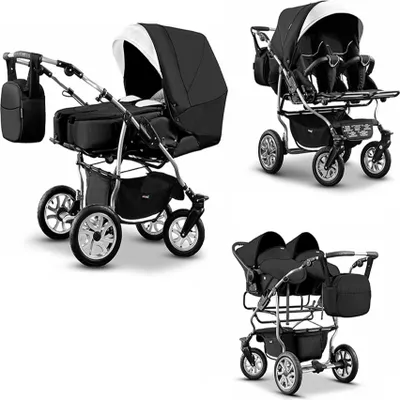 Produktbild von Zwillingskinderwagen 4 in 1 City Twin inkl. Autositze - 15 Teile - in 19 Farben