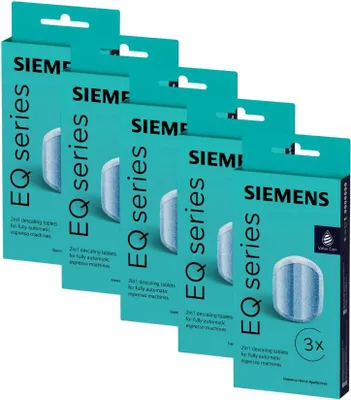Produktbild von SIEMENS TZ80002 15 Stück Entkalkungstabletten für alle EQ + surpresso  Kaffeevollautomaten TZ80002A, Effektive Entkalkung für Kaffeemaschinen. Wartungsset für optimale Leistung