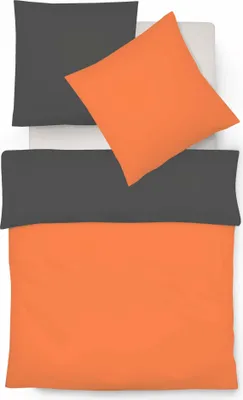 Produktbild von Fleuresse Halbleinen Wendebettwäsche Provence W Verviers 240x220 cm + 2x 80x80 cm orange-schiefer