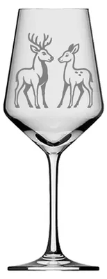 Produktbild von Weinglas mit Hirsch Reh-Gravur spülmaschinenfest ideal für gesellige Anlässe 350 ml