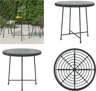 Produktbild von vidaXL Esstisch Schwarz Ø80 cm Hartglas und Stahl - Esstisch - Esstische - Tisch - Gartentisch