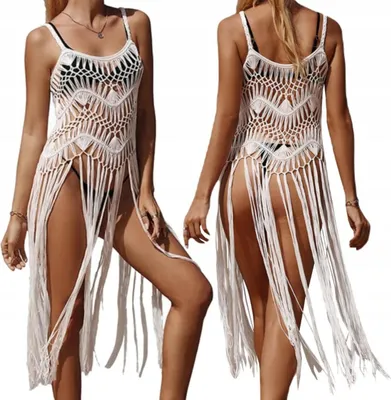 Zdjęcie produktu dla Pareo Zwiewna Tunika Plażowa Letnia Sukienka Boho Biała Narzutka Na Plażę