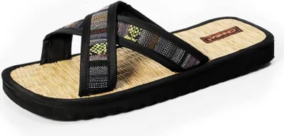 Produktbild von CINNEA® »QUITO« Wellness Zimtsandalen, Binsenlatschen, Sandaletten, gegen Fußgeruch und Fußschweiß, Binsenfußbett für zarte Fußsohlen, auch für Zuhause schwarz