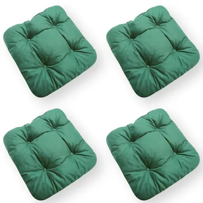 Produktbild von 4L Textil 4er Set Stuhlkissen mit Bändern Indoor & Outdoor Sitzkissen Gartenstuhlauflagen Sitzauflagen Bodenkissen (45x45 cm, 4 er Set, Grün)