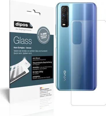 Produktbild von 1x Schutzfolie für vivo Y50t Rückseite matt - Anti-Shock 9H Folie dipos Glass Kunststoffglas