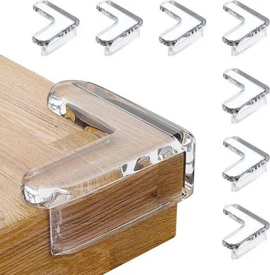 Image de Protections d'angle en plastique pour enfants - 8 pièces - Protections d'angle pour tables - Protection contre les coupures - Protections transparentes anti-contact pour les angles pointus