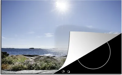 Produktbild von KitchenYeah© Herdabdeckplatte Strand - Natur - Sonne , 81x52cm, Küche Deko, Glaskeramikkochfeld Herdabdeckung, Abdeckplatte fùr Kochfeld